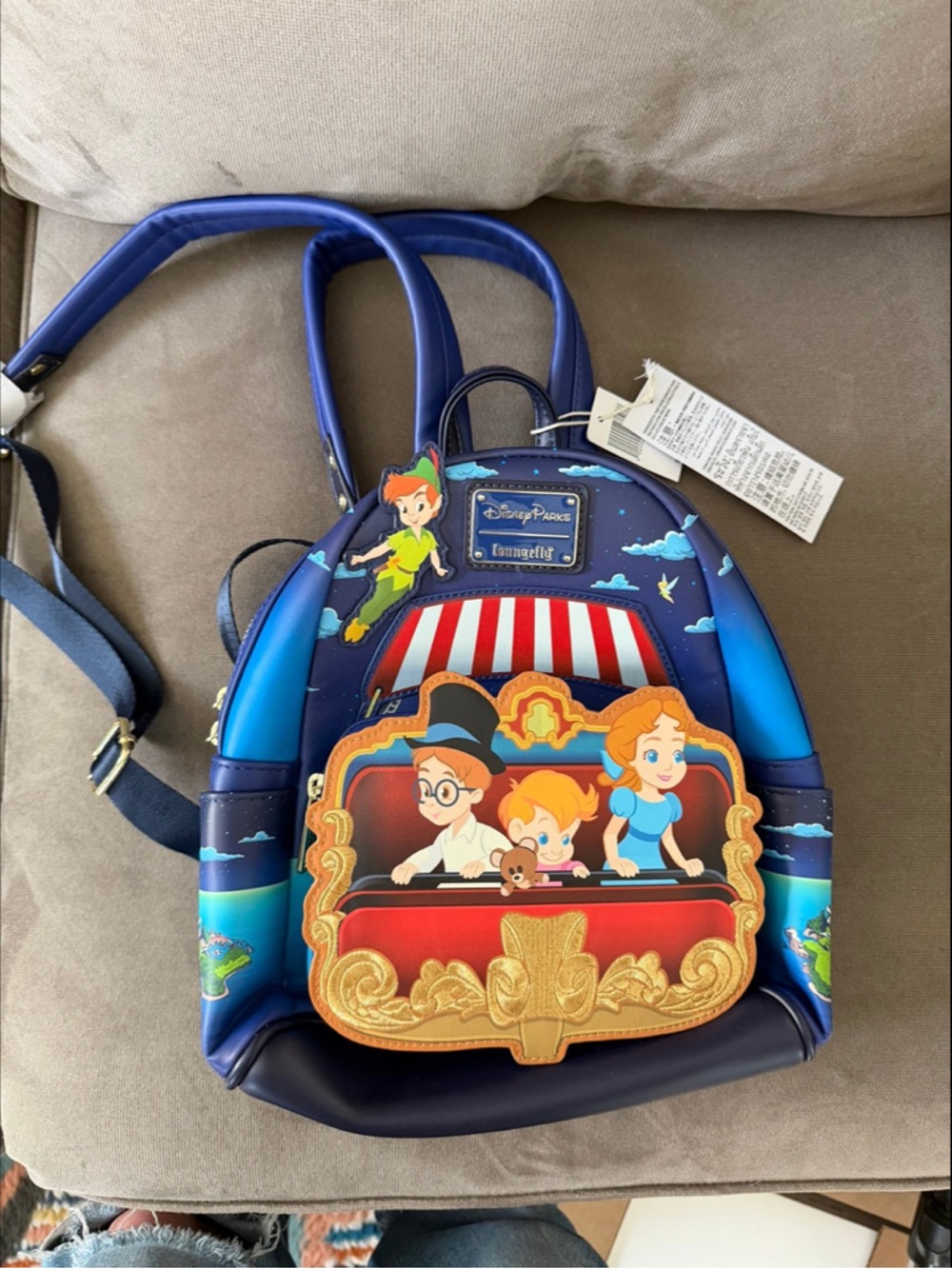 Loungefly Blue Peter Pan Jolly Roger Mini Backpack with Multicolor Accents